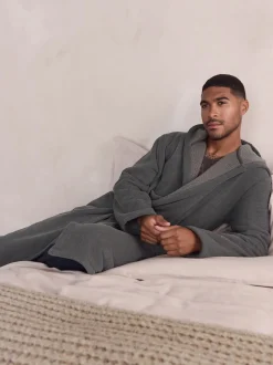 Slate Grey Corded Textured Dressing Gown