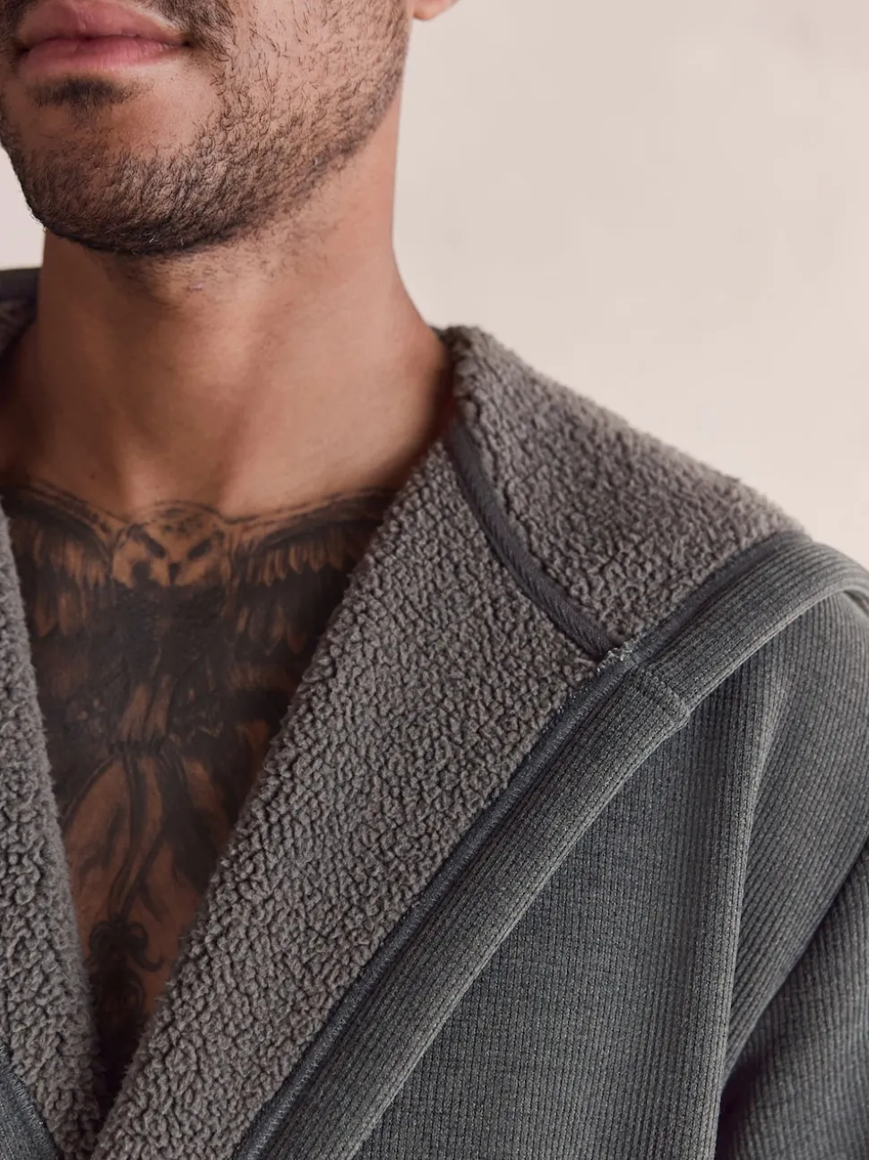 Slate Grey Corded Textured Dressing Gown