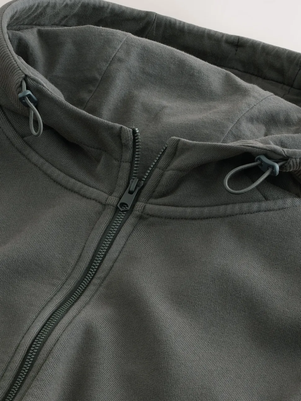 Slate Grey Garment Washed Utility Full Zip Hoodie