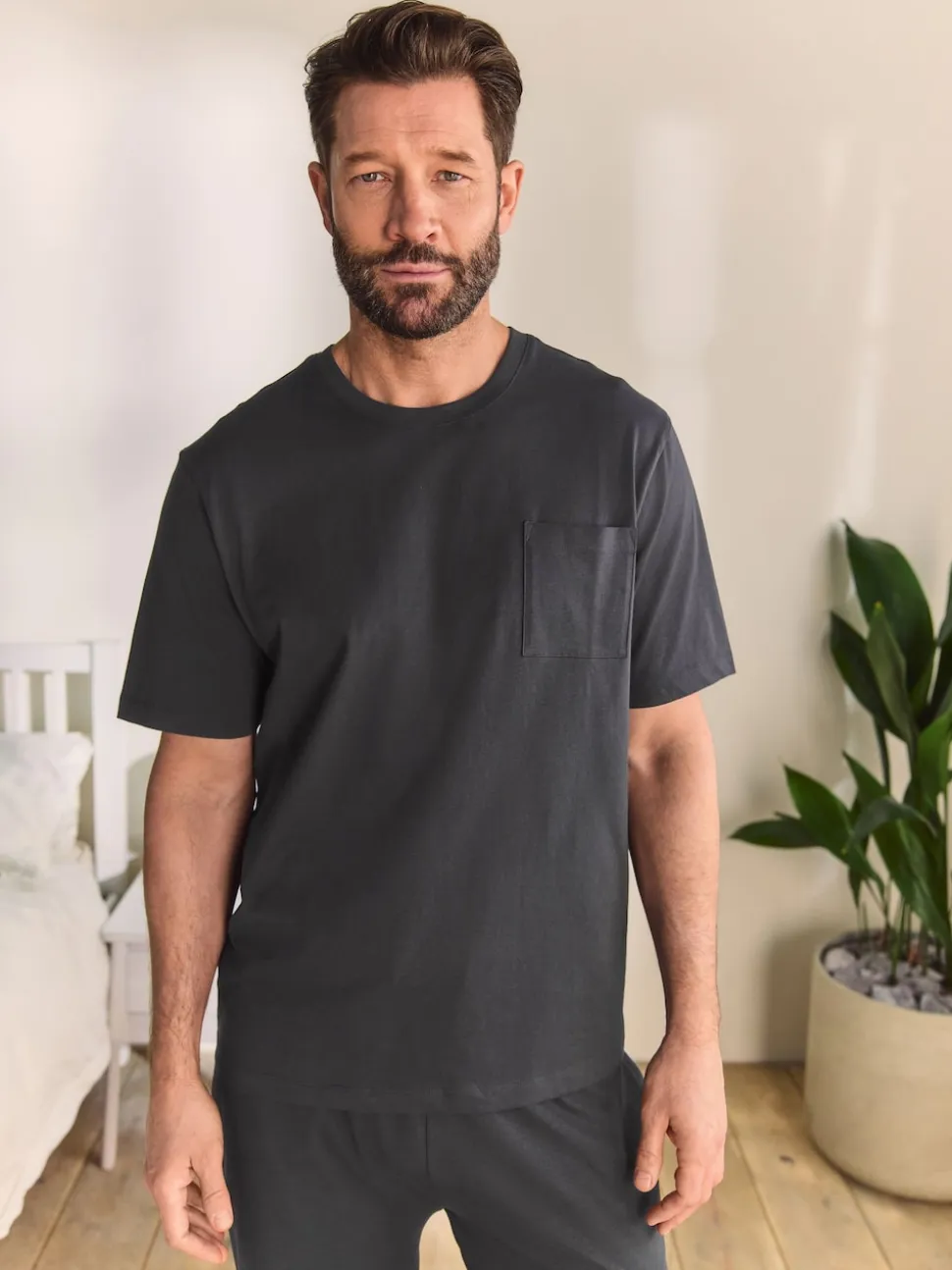 Slate Grey Jersey Long Pyjamas Set