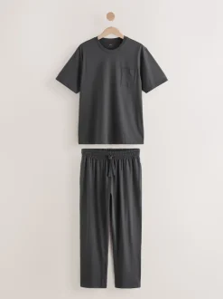 Slate Grey Jersey Long Pyjamas Set