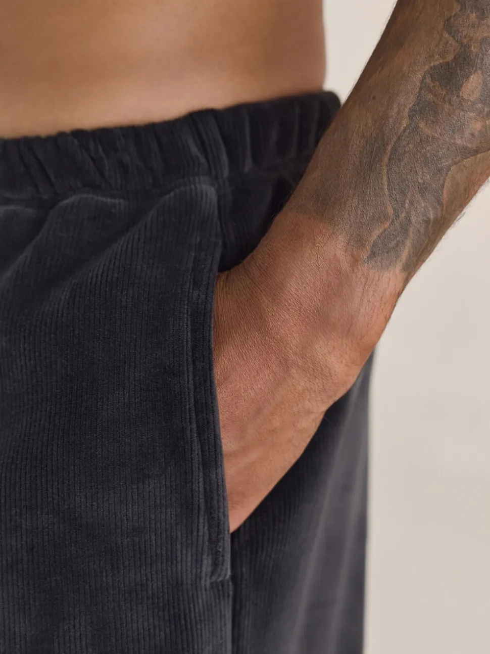 Slate Grey Jersey Textured Ribbed Joggers