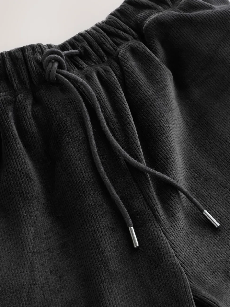 Slate Grey Jersey Textured Ribbed Joggers