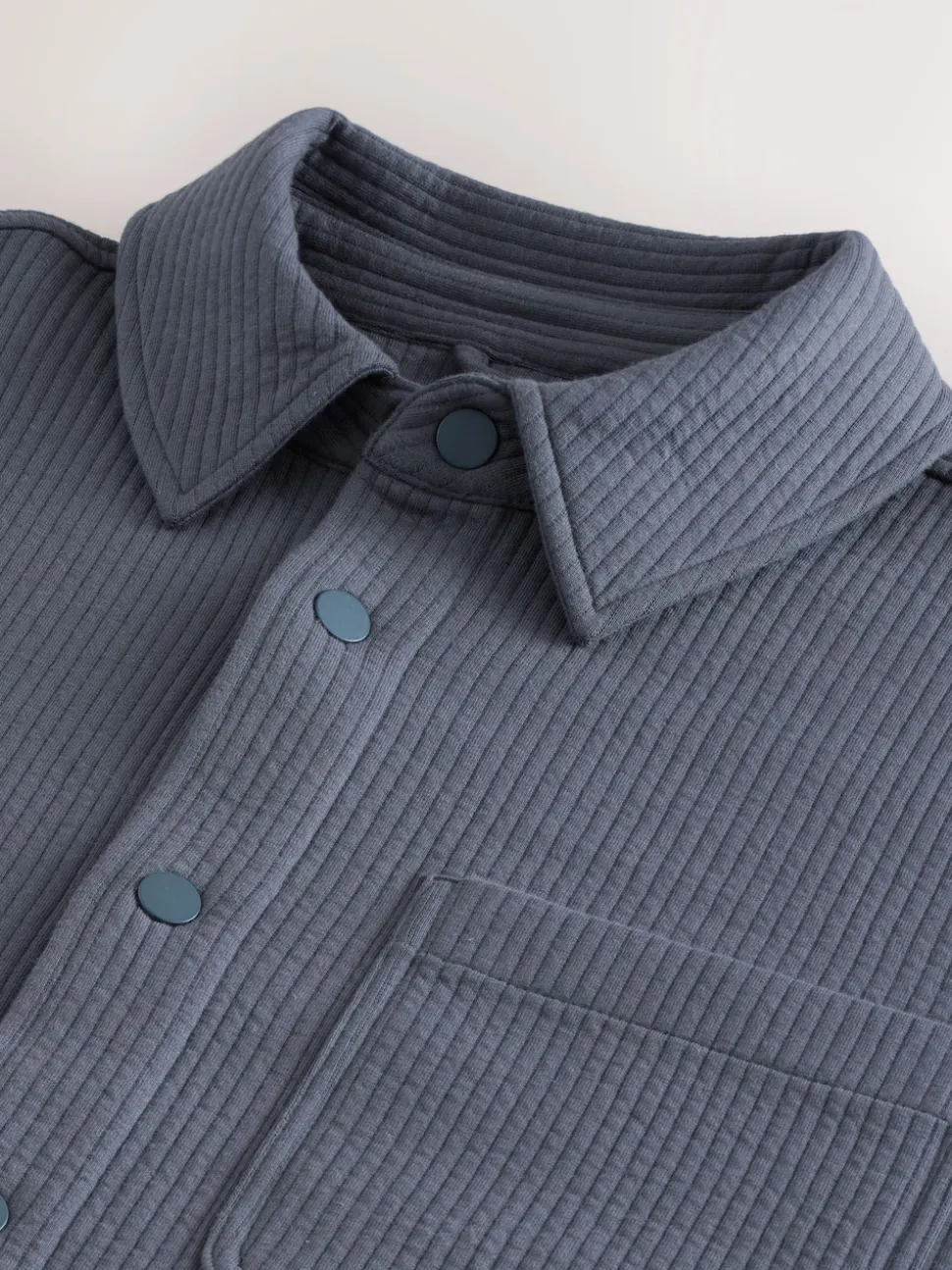 Slate Grey Linear Texture Popper Shacket