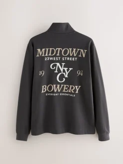 Slate Grey Long Sleeve Embroidered Quarter Zip Pyjamas Set