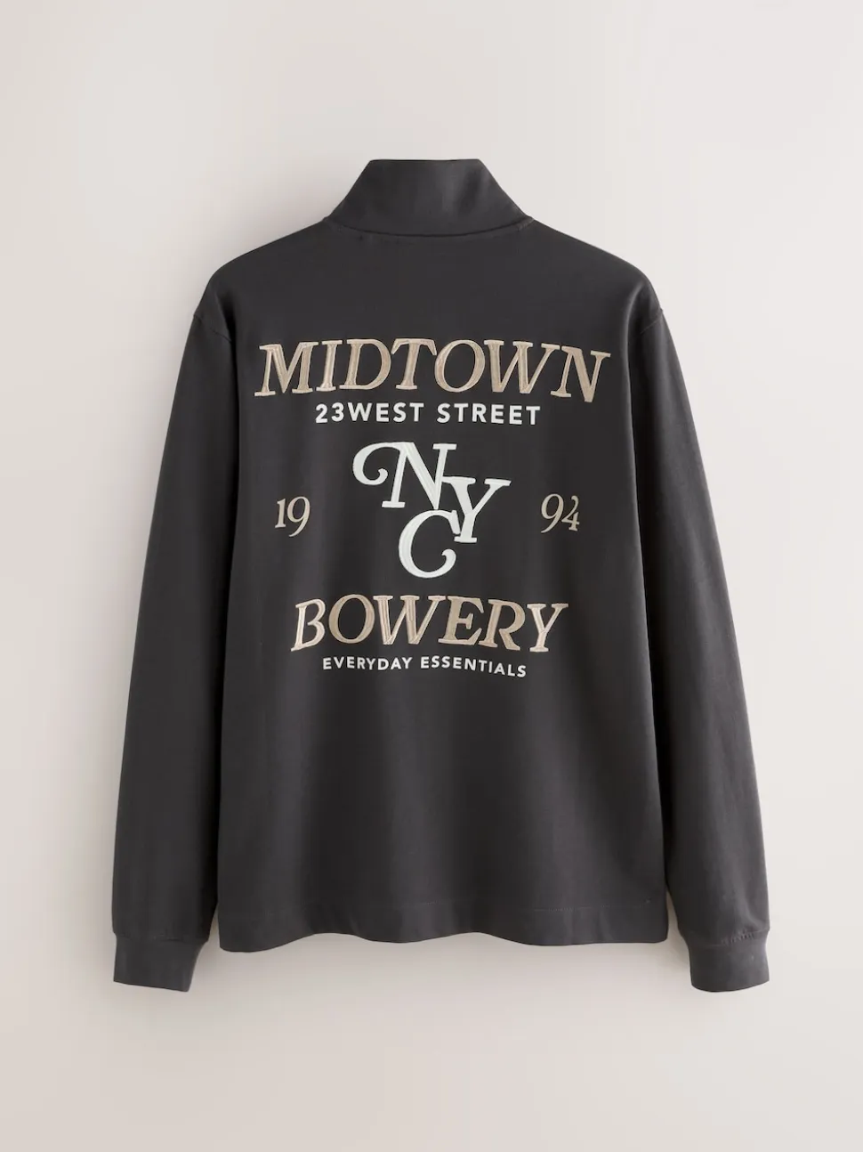 Slate Grey Long Sleeve Embroidered Quarter Zip Pyjamas Set