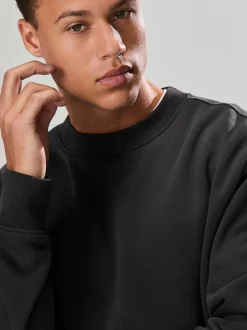 Slate Grey Regular Fit Heavyweight Cotton Rich Crew Neck Sweatshirt