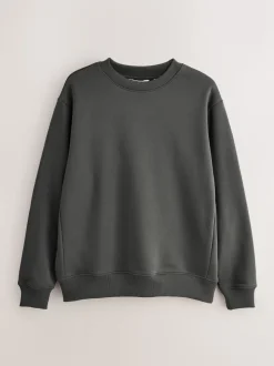 Slate Grey Regular Fit Heavyweight Cotton Rich Crew Neck Sweatshirt