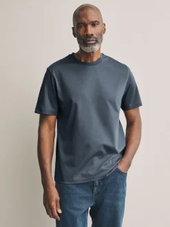 Slate Grey Regular Fit Signature SUPIMA® Cotton Crew Neck T-Shirt