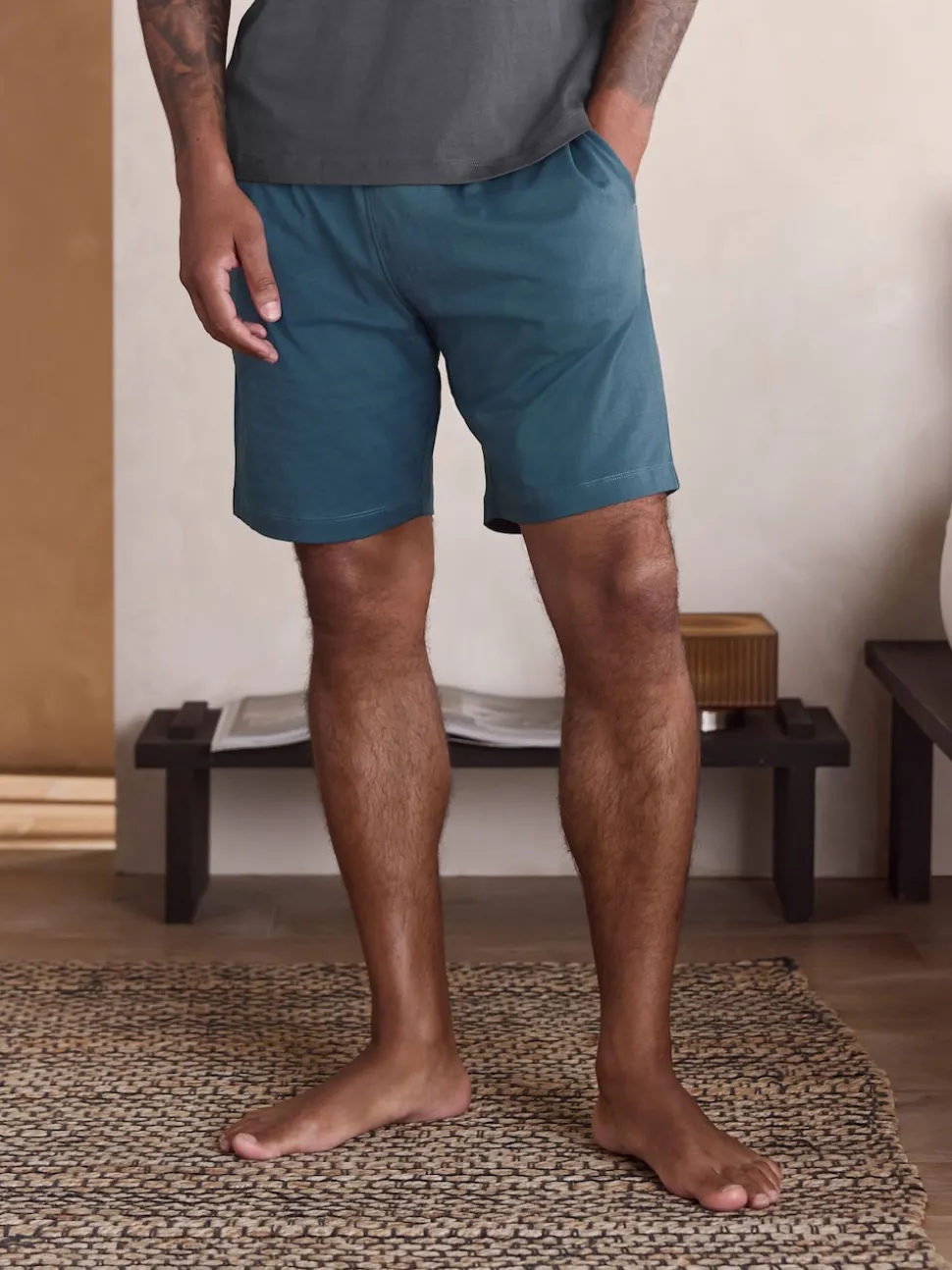 Slate Grey Short Sleeve Jersey Pyjamas Set