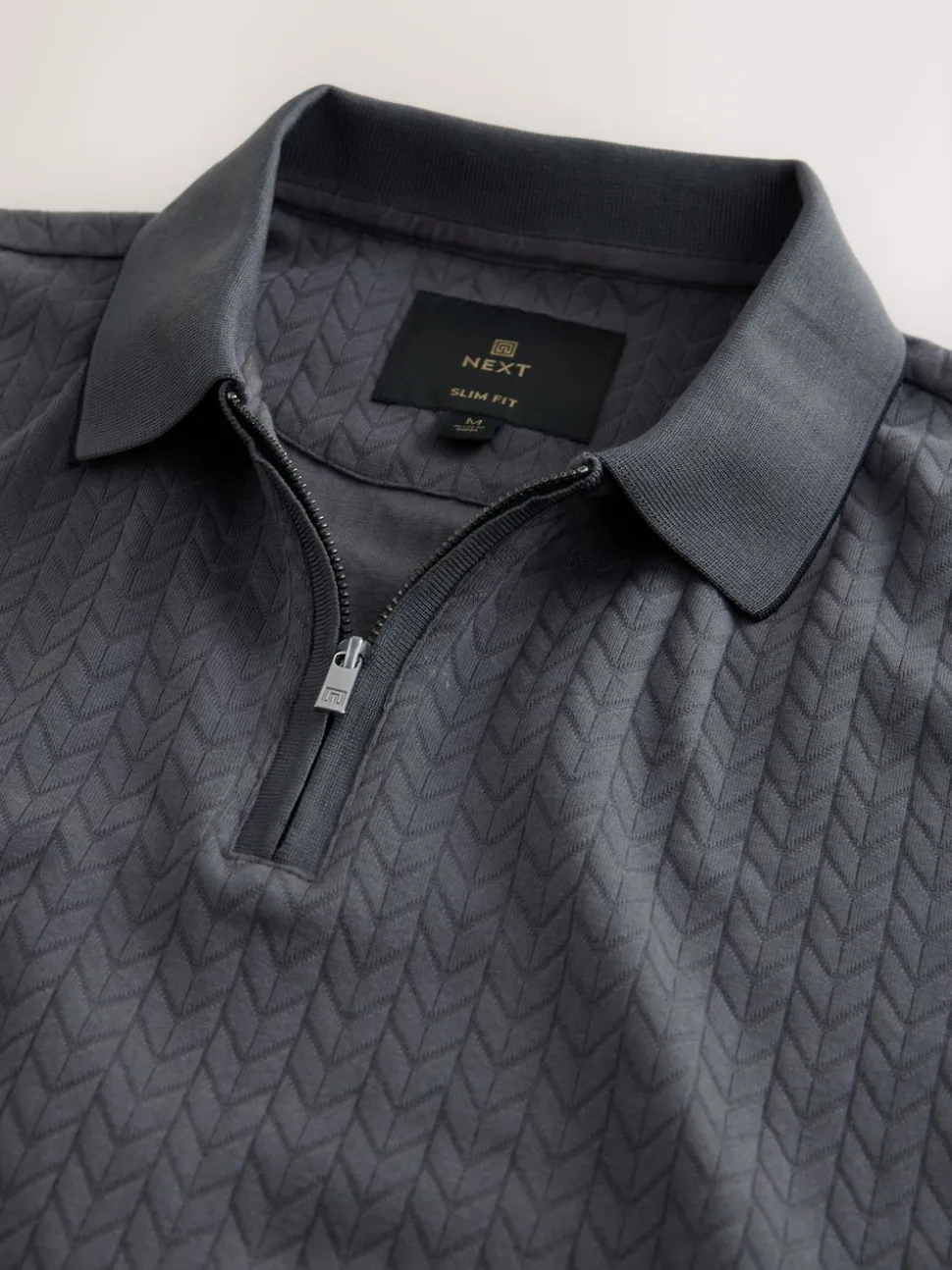 Slate Grey Slim Fit N.Premium Smart Jaquard Polo Shirt