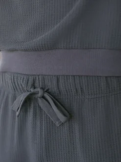Slate Grey Soft Waffle Long Sleeve Pyjamas Set
