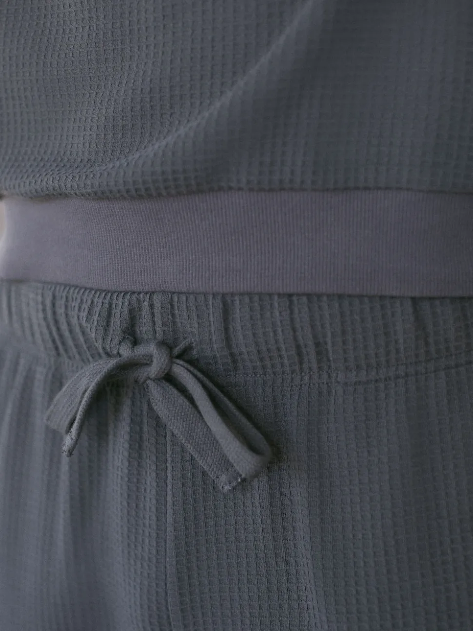 Slate Grey Soft Waffle Long Sleeve Pyjamas Set