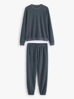 Slate Grey Soft Waffle Long Sleeve Pyjamas Set