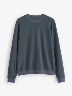 Slate Grey Soft Waffle Long Sleeve Pyjamas Set