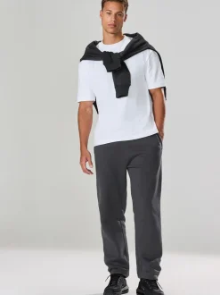 Slate Grey Straight Fit Brushback Heavyweight Joggers