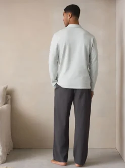 Slate Grey Stripe Trophy Neck Sweatshirt Pyjamas Set