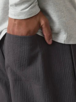 Slate Grey Stripe Trophy Neck Sweatshirt Pyjamas Set