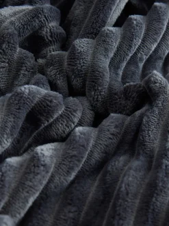 Slate Grey Textured Ribbed Dressing Gown