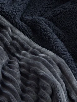 Slate Grey Textured Ribbed Dressing Gown