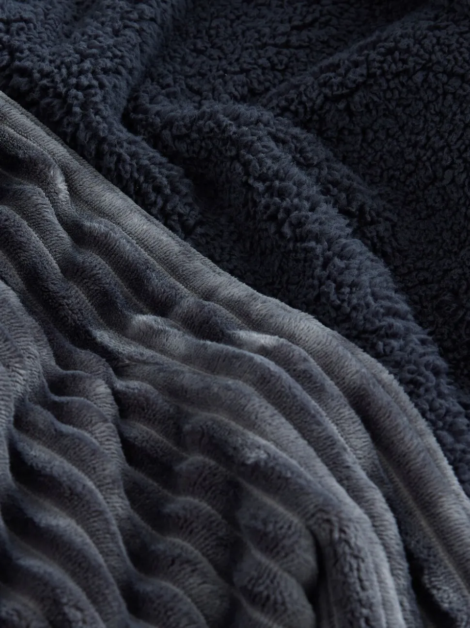 Slate Grey Textured Ribbed Dressing Gown