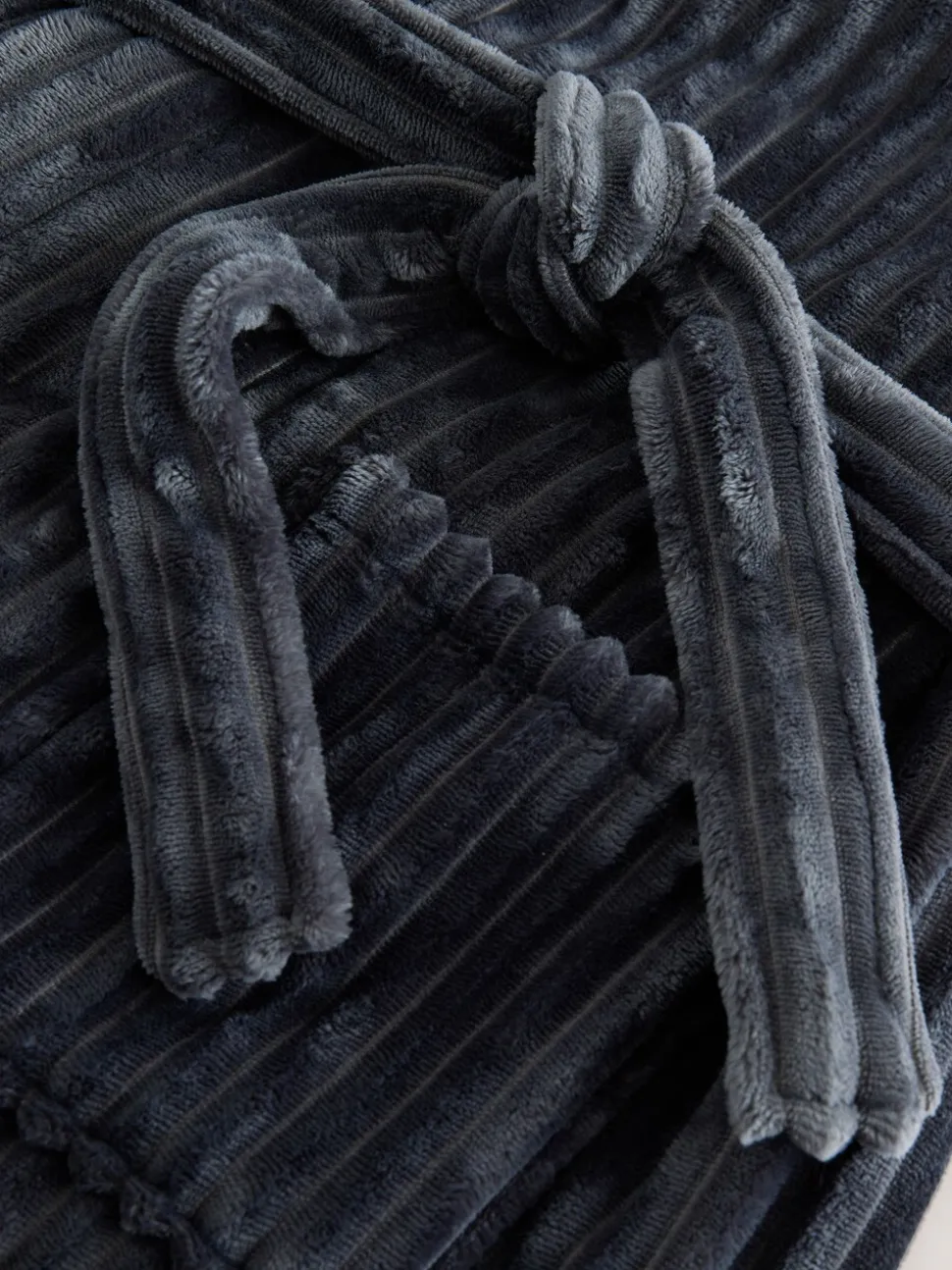 Slate Grey Textured Ribbed Dressing Gown