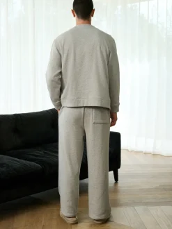 Slate Grey Velour Lined Open Hem Joggers