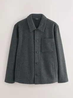 Slate Grey Wool Look Fleece Shacket