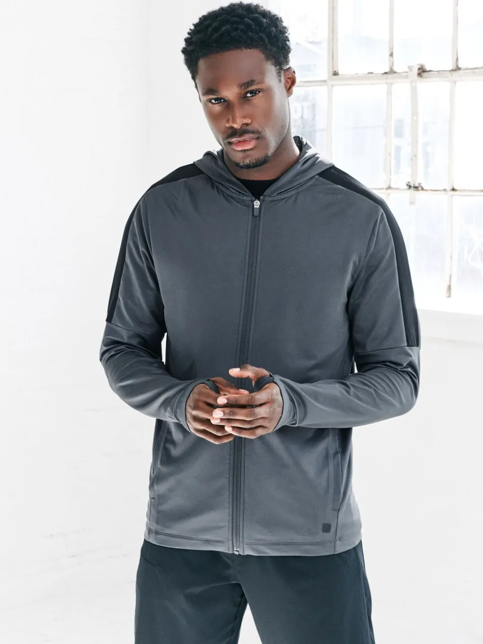 Slate Grey Zip Through Hoodie Active Training Top