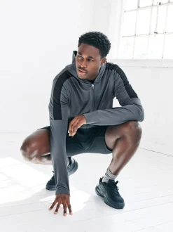 Slate Grey Zip Through Hoodie Active Training Top