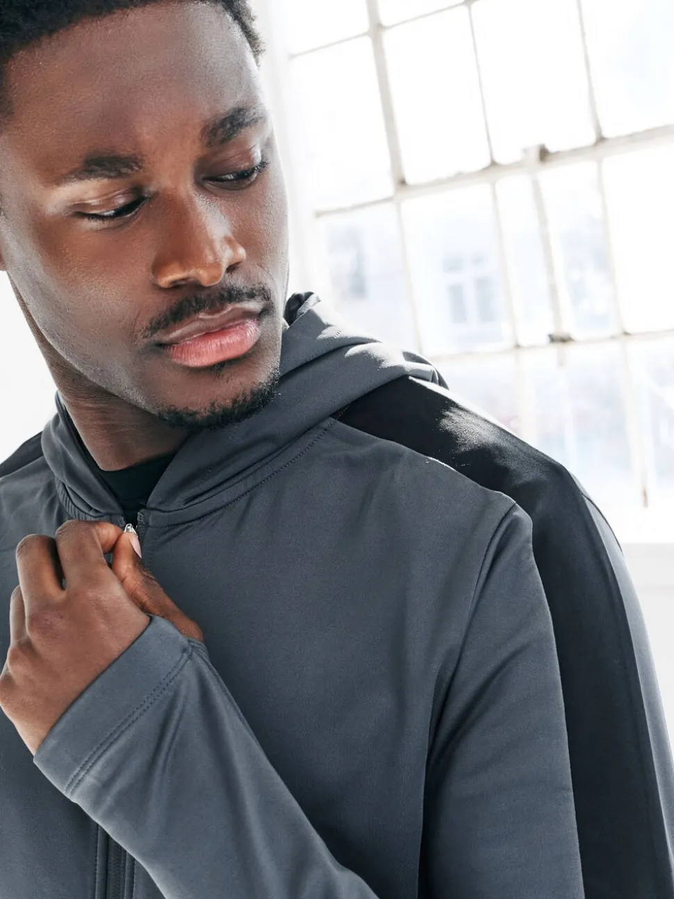 Slate Grey Zip Through Hoodie Active Training Top
