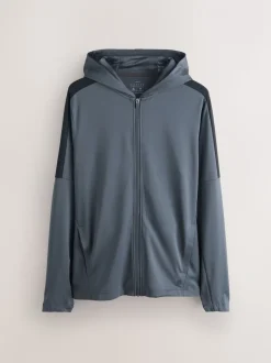 Slate Grey Zip Through Hoodie Active Training Top