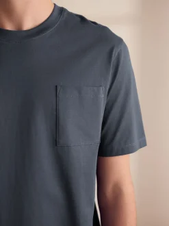 Slate Grey/Green T-Shirt And Striped Seersucker 100% Cotton Pyjamas Set