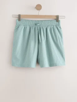 Slate Grey/Green T-Shirt And Striped Seersucker 100% Cotton Pyjamas Set