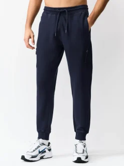Slate Grey/Navy Blue Slim Fit Utility Brushback Heavyweight 2 Pack Cargo Joggers