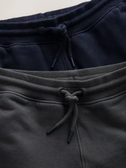Slate Grey/Navy Blue Slim Fit Utility Brushback Heavyweight 2 Pack Cargo Joggers