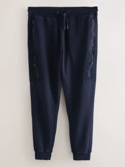 Slate Grey/Navy Blue Slim Fit Utility Brushback Heavyweight 2 Pack Cargo Joggers