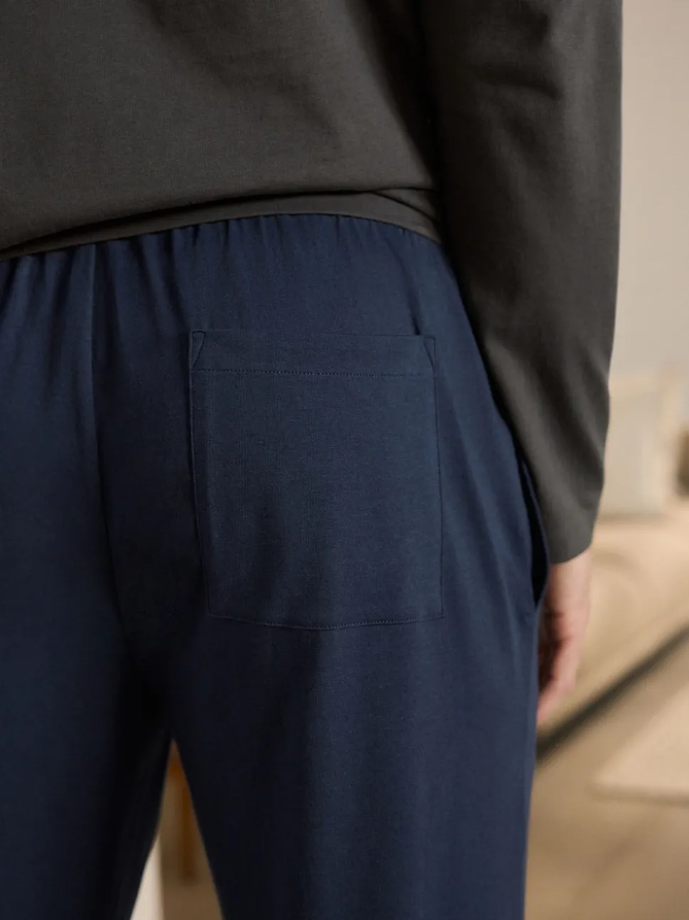 Slate Grey/Navy Long Sleeve Jersey Pyjamas Set
