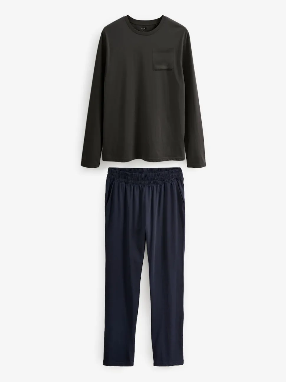 Slate Grey/Navy Long Sleeve Jersey Pyjamas Set