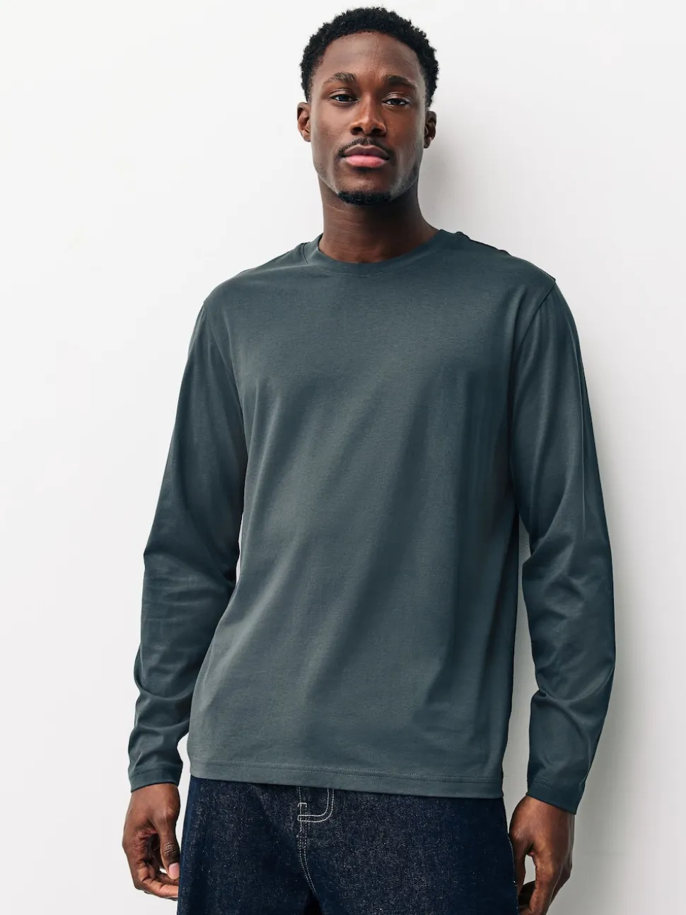 Slate/Green/Ecru/Orange/Brown Regular Fit Regular Fit Long Sleeve 100% Cotton T-Shirts 5 Pack