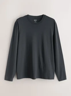 Slate/Green/Ecru/Orange/Brown Regular Fit Regular Fit Long Sleeve 100% Cotton T-Shirts 5 Pack