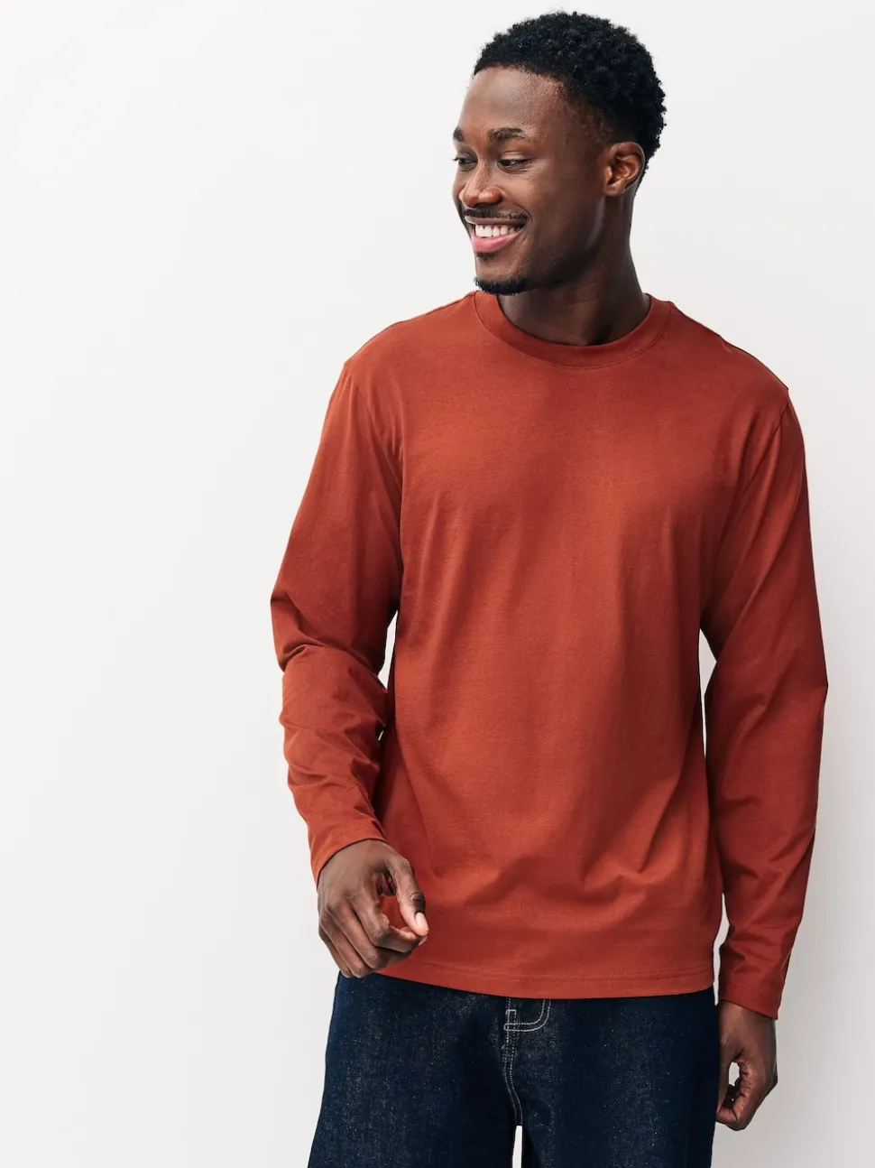 Slate/Green/Ecru/Orange/Brown Regular Fit Regular Fit Long Sleeve 100% Cotton T-Shirts 5 Pack