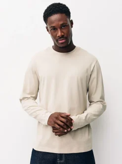 Slate/Green/Ecru/Orange/Brown Regular Fit Regular Fit Long Sleeve 100% Cotton T-Shirts 5 Pack