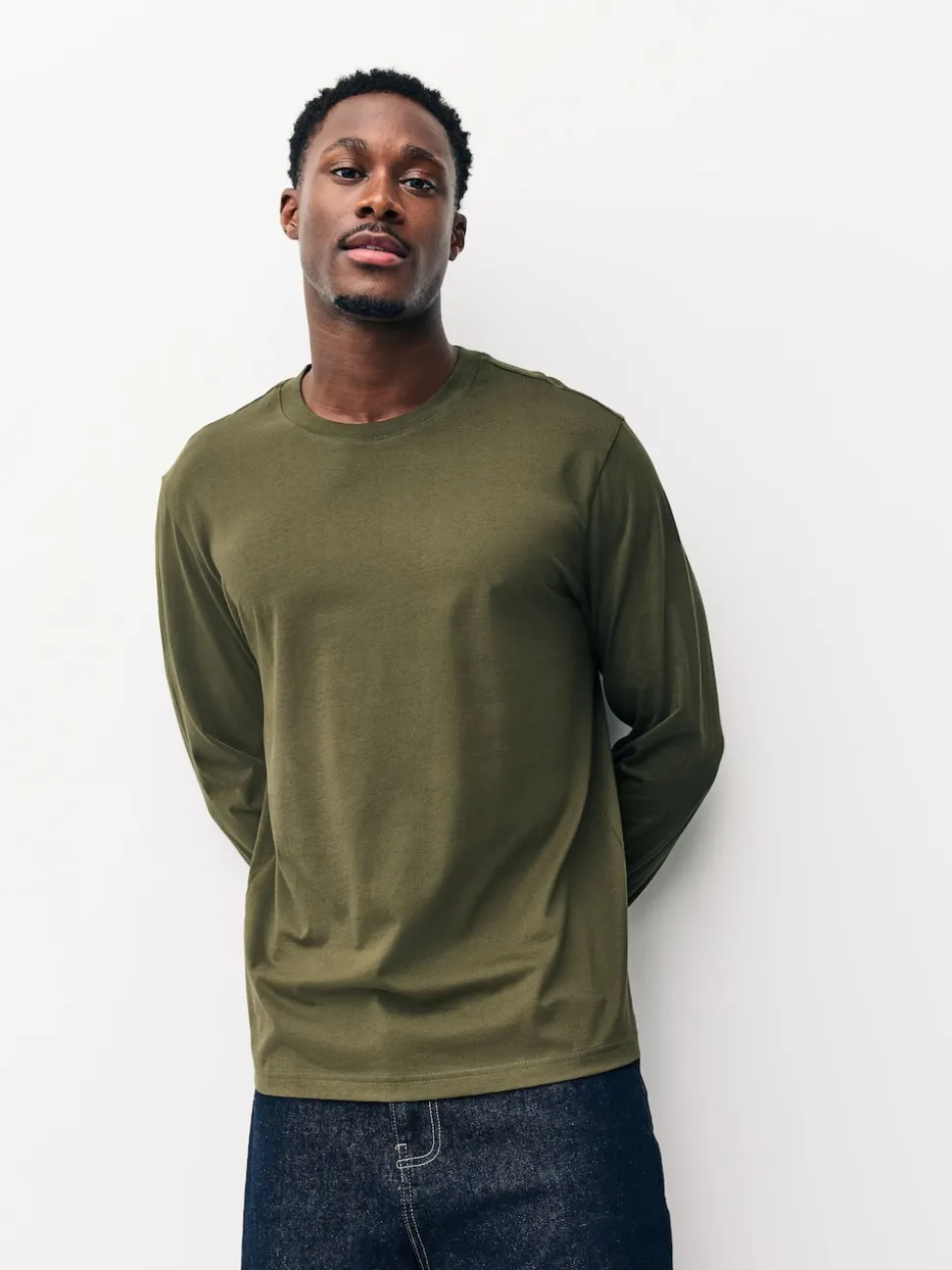 Slate/Green/Ecru/Orange/Brown Regular Fit Regular Fit Long Sleeve 100% Cotton T-Shirts 5 Pack