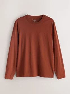 Slate/Green/Ecru/Orange/Brown Regular Fit Regular Fit Long Sleeve 100% Cotton T-Shirts 5 Pack
