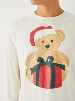 Society 8 Cream Matching Family Christmas Teddy Pyjamas Set