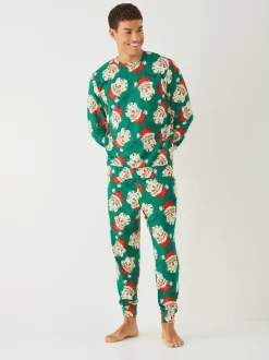 Society 8 Green Matching Family Christmas Sketchy Santa Pyjamas Set