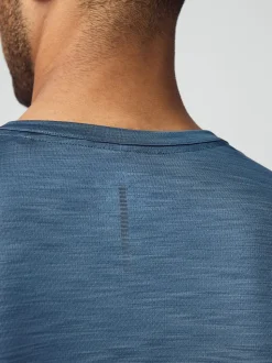 Steel Blue Long Sleeve Tee Active Gym Training Top