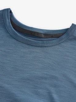 Steel Blue Long Sleeve Tee Active Gym Training Top
