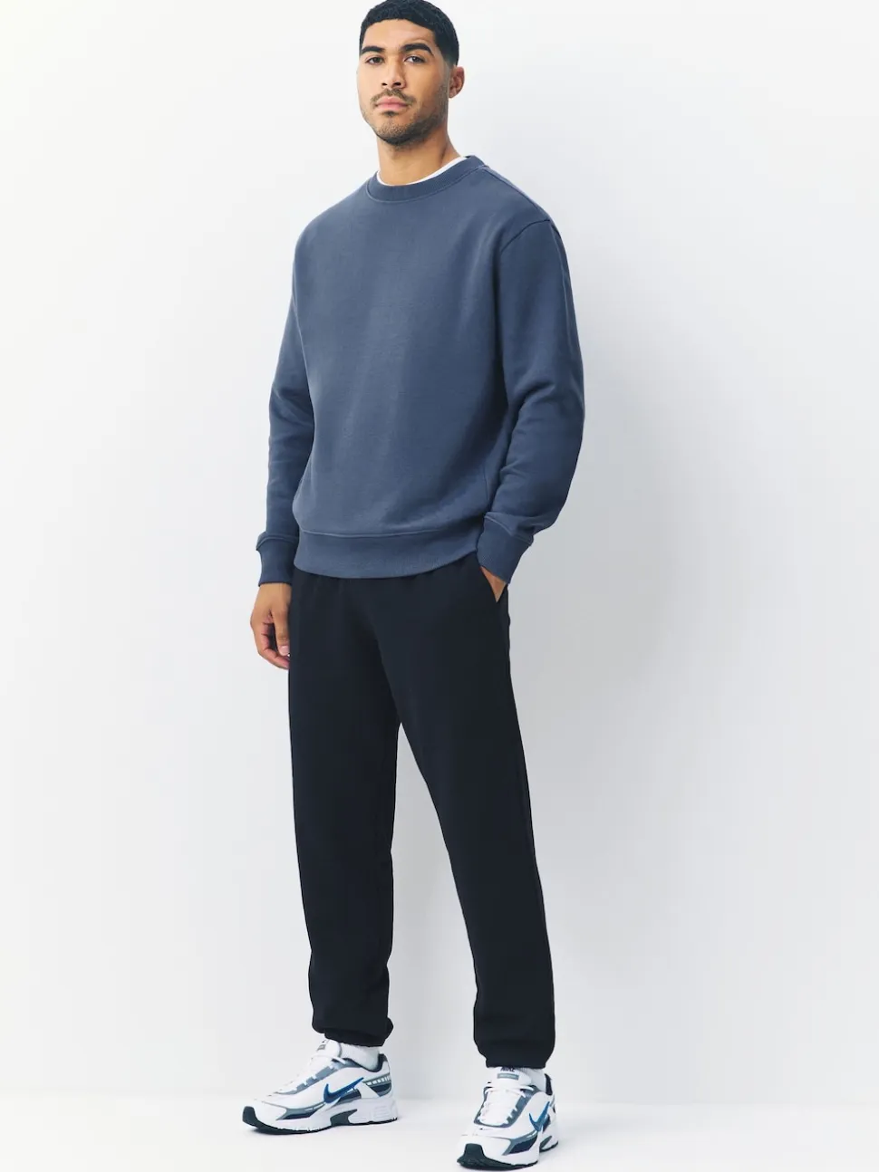 Steel Blue Regular Fit Heavyweight Cotton Rich Crew Neck Sweatshirt